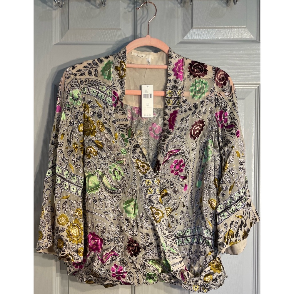 Anthropologie Flower Paisley Wrap Blouse NWT Size XS - Picture 4 of 11